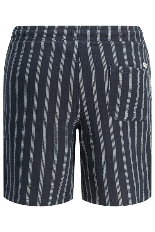 JACK & JONES Big & Tall Navy Blue & White Stripe Jogger Shorts | BadRhino 4