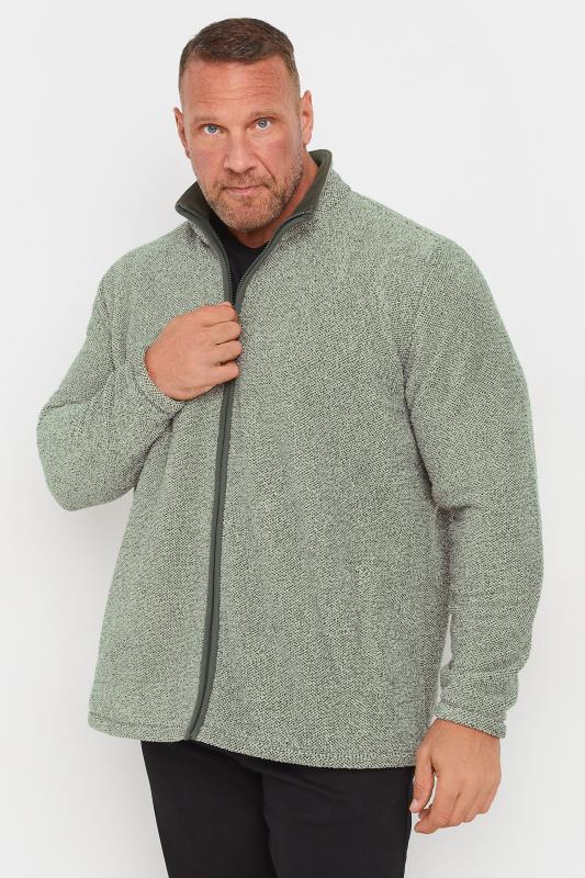 BadRhino Big & Tall Grey Textured Zip Through Fleece | BadRhino 1