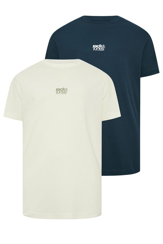  JACK & JONES Big & Tall 2 Pack Navy Blue & Off-White Graphic