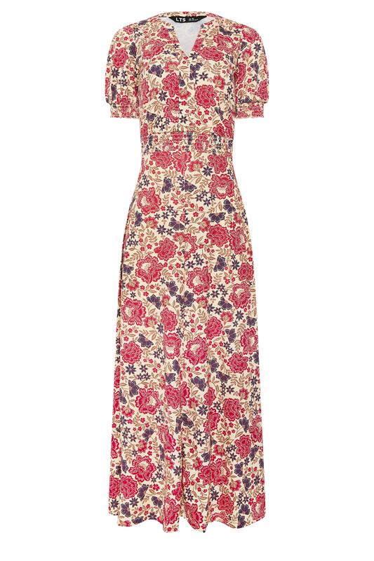 LTS Tall Women's Natural Brown & Pink Floral Cotton Maxi Dress | Long Tall Sally 5