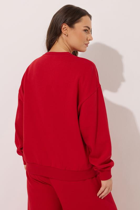 YOURS Plus Size Red 'NYC 97' Slogan Sweatshirt | Yours Clothing 4