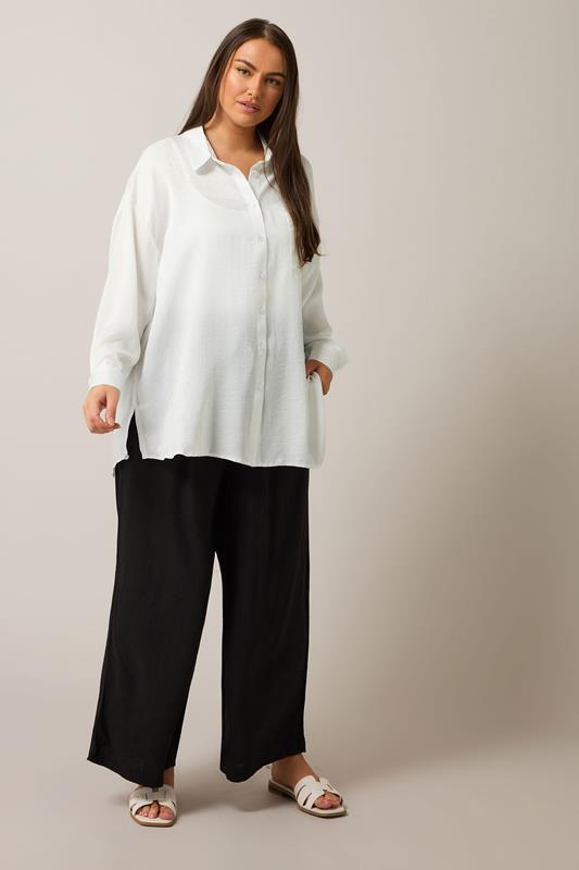 EVANS Plus Size White Metallic Button Through Shirt | Evans 1