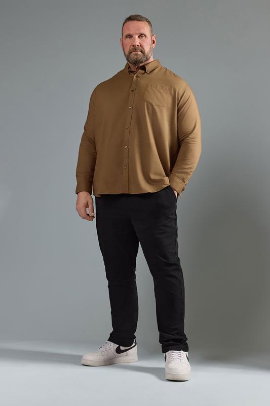 BadRhino Big & Tall Tan Brown Long Sleeve Oxford Shirt
