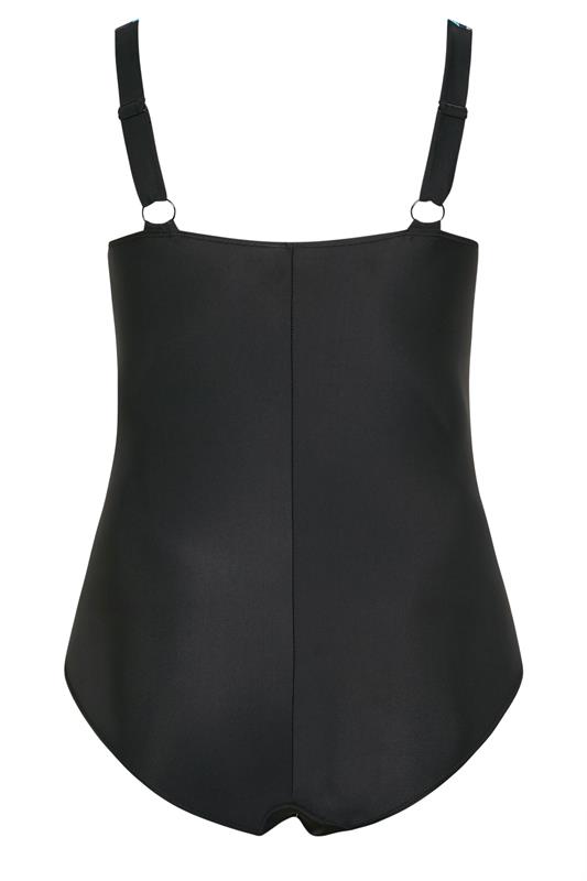 YOURS Plus Size Black Active Leopard Print Swimsuit | Yours Clothing 7