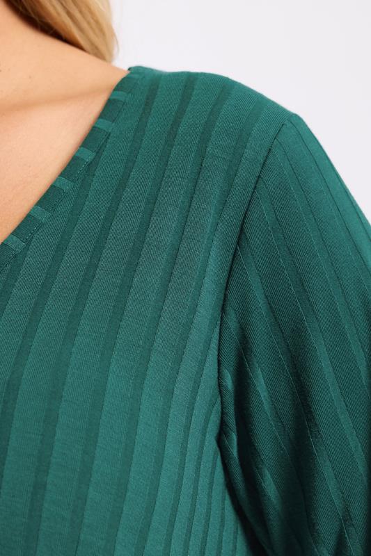 YOURS Plus Size Teal Blue Ribbed Swing T-Shirt | Yours Clothing 4