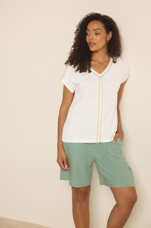  M&Co Sage Green Linen Shorts