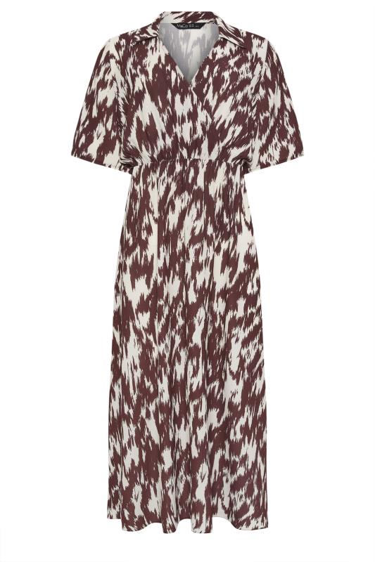 M&Co Brown & Ivory Animal Print Collared Midi Dress 6