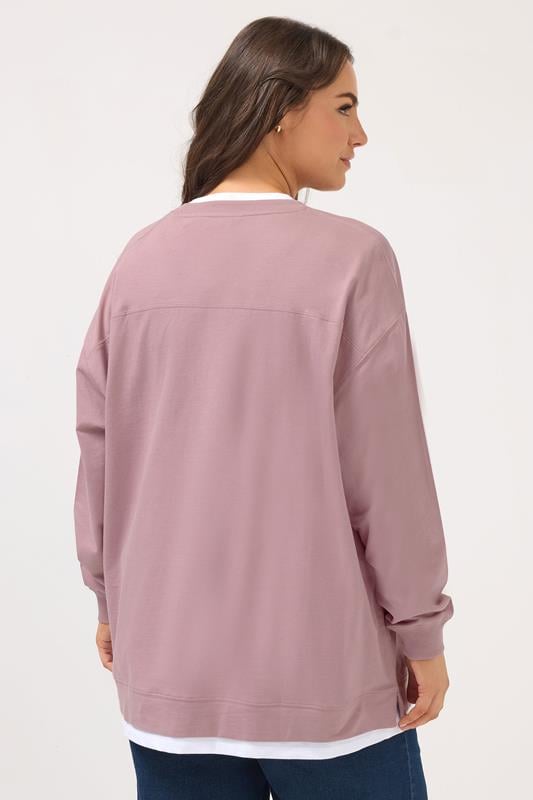 YOURS Plus Size Pink 2-In-1 Sweatshirt | Yours Clothing 2