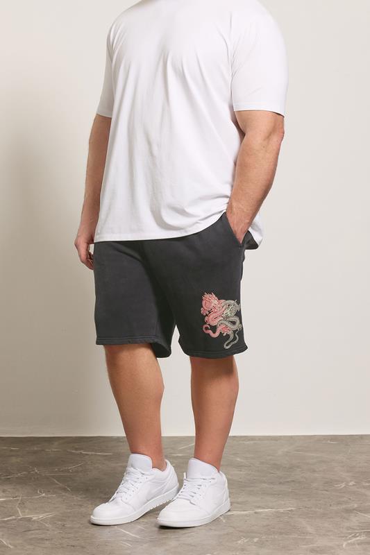 BadRhino Big & Tall Black Japanese Printed Jogger Shorts