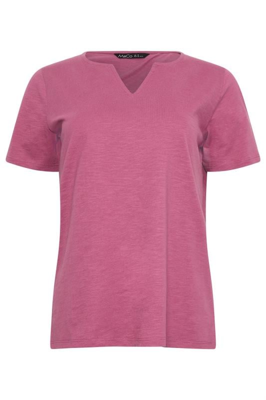 M&Co Pink Notch Neck Cotton T-Shirt | M&Co 5