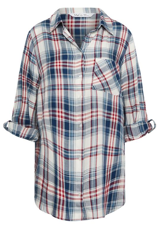 M&Co Petite Blue Check Print Cotton Boyfriend Shirt | M&Co 5