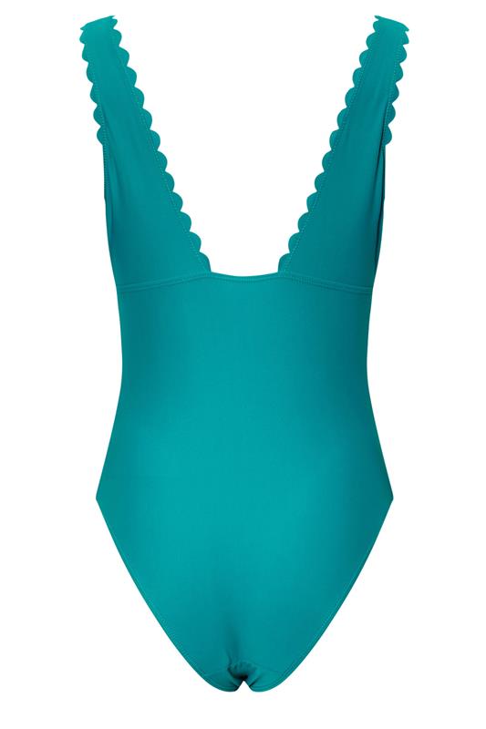 LTS Tall Turquoise Green Scallop Seam Swimsuit | Long Tall Sally 9