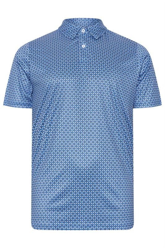 BadRhino Golf Big & Tall Blue Geometric Print Polo Shirt | BadRhino 2