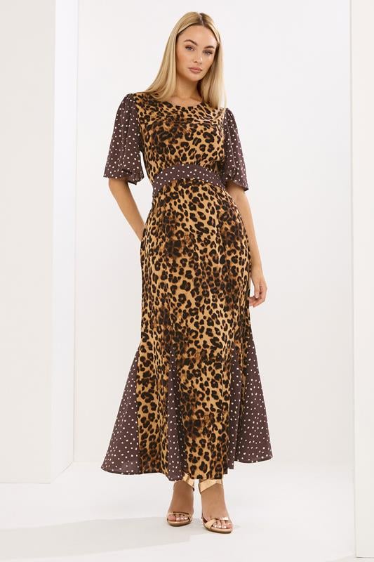  STAR Brown Leopard Print Maxi Dress