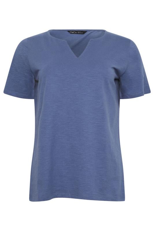 M&Co Blue Notch Neck Cotton T-Shirt | M&Co 5