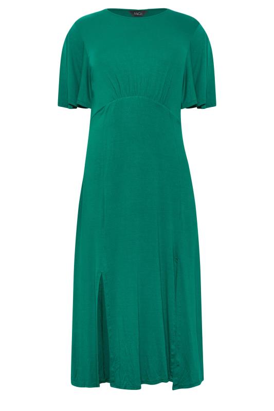 M&Co Forest Green Angel Sleeve Split Hem Midi Dress | M&Co 6
