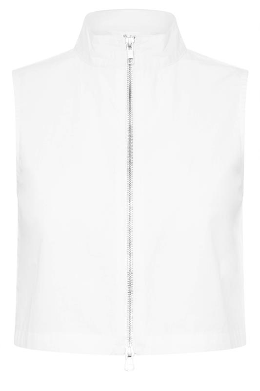 PixieGirl Petite Womens White High Neck Zip Through Cotton Crop Top | PixieGirl 6