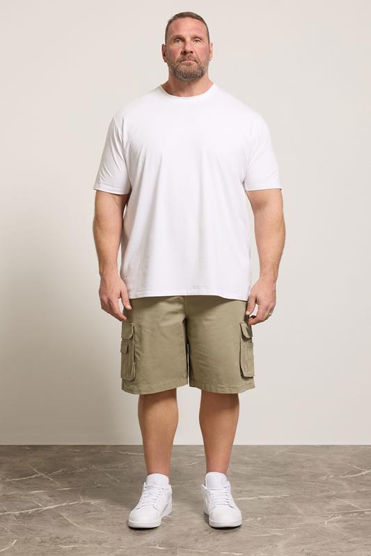 KAM Big & Tall Stone Brown Elastic Waist Cargo Shorts | BadRhino 1