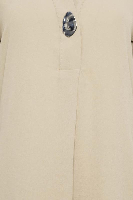 M&Co Beige Brown Long Sleeve Button Blouse | M&Co