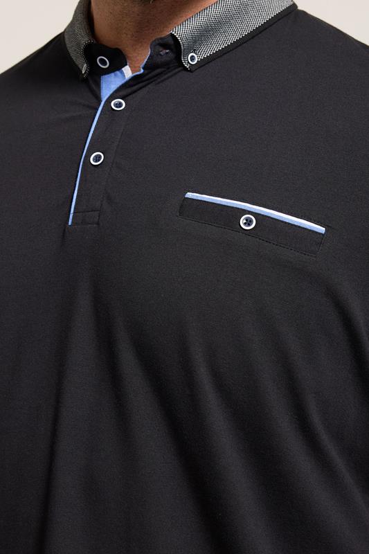 BadRhino Big & Tall Black Chambray Pocket Polo Shirt | BadRhino 5