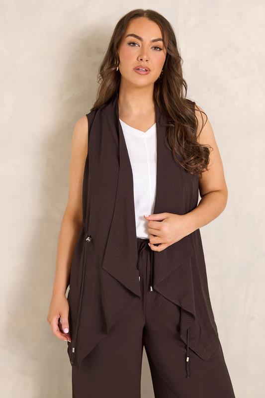 EVANS Plus Size Brown Waterfall Waistcoat | Evans 1