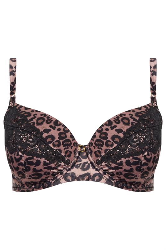 YOURS Plus Size Pink Leopard Print Satin T-Shirt Bra | Yours Clothing 6