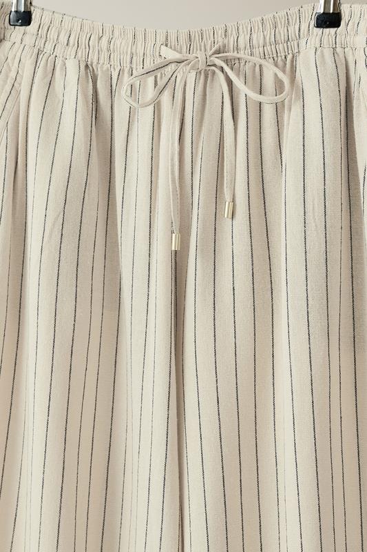 EVANS Plus Size Natural Brown Stripe Print Premium Linen Trousers | Evans 7
