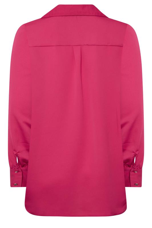 M&Co Hot Pink V-Neck Collared Blouse | M&Co 7