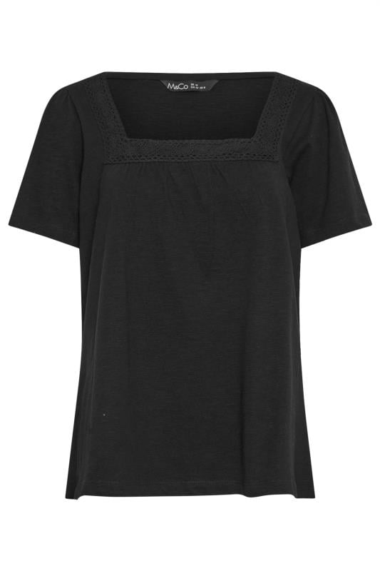 M&Co Black Square Neck Short Sleeve Top | M&Co 5
