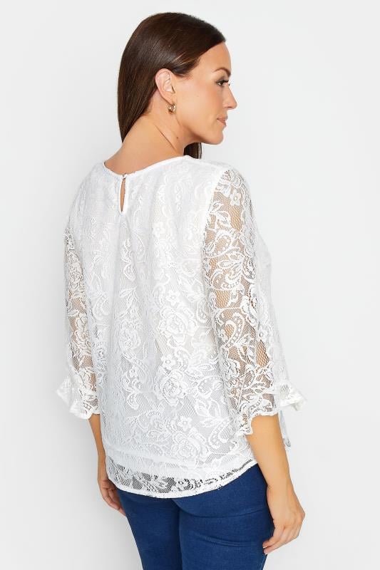 M&Co White Floral Lace Long Sleeve Blouse | M&Co  3