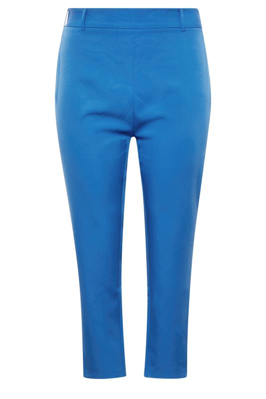 Plus Size Cobalt Blue High Waisted Tapered Trousers | Yours Clothing 4
