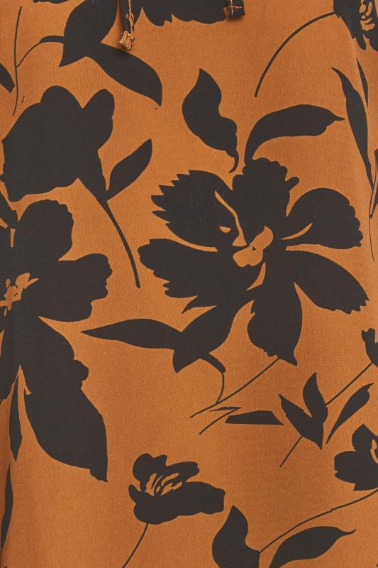 M&Co Brown Floral Print Tie Neck Blouse | M&Co 5
