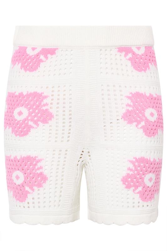 LIMITED COLLECTION Plus Size White Flower Crochet Shorts | Yours Clothing 5