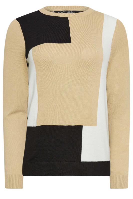 M&Co Neutral Brown Colourblock Knitted Jumper | M&Co 5