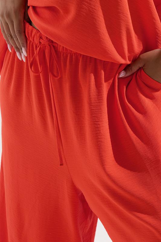 YOURS Plus Size Orange Tie Waist Wide Leg Trousers | Yours Clothing 4