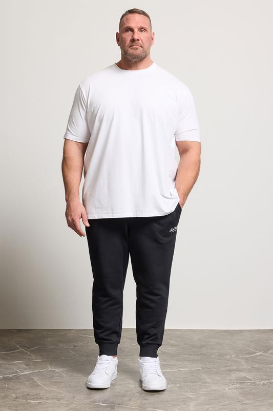 JACK & JONES Big & Tall Black Logo Printed Joggers | BadRhino 1