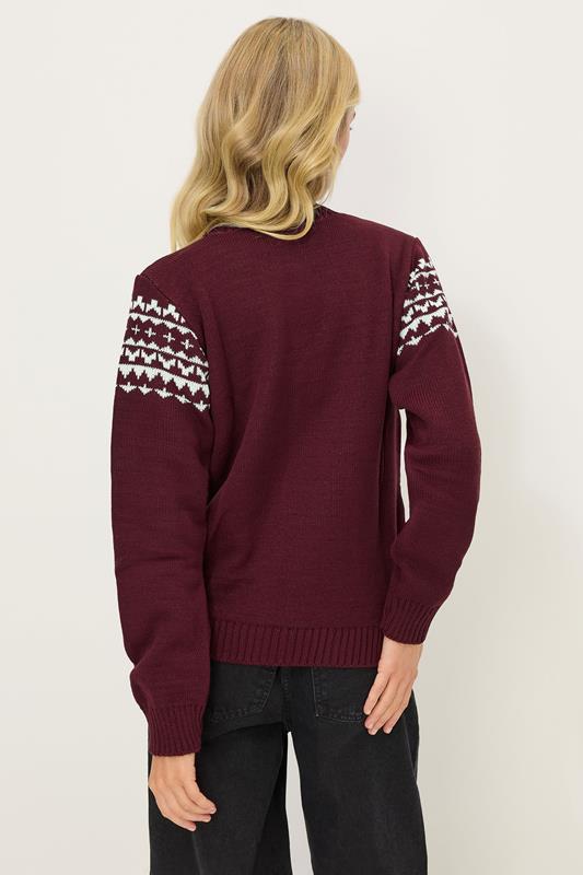 PixieGirl Petite Women's Burgundy Red Knitted 'Apres Ski' Slogan Jumper | PixieGirl 2