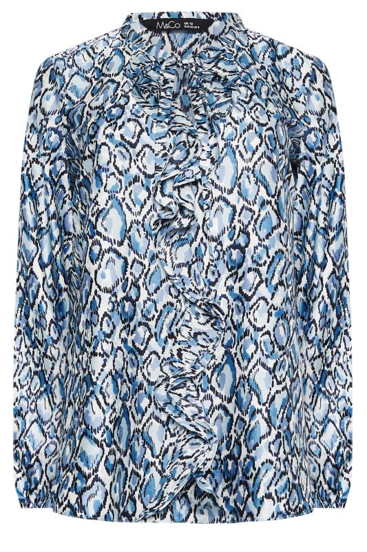 M&Co Blue Snake Print Tie Neck Blouse | M&Co 6
