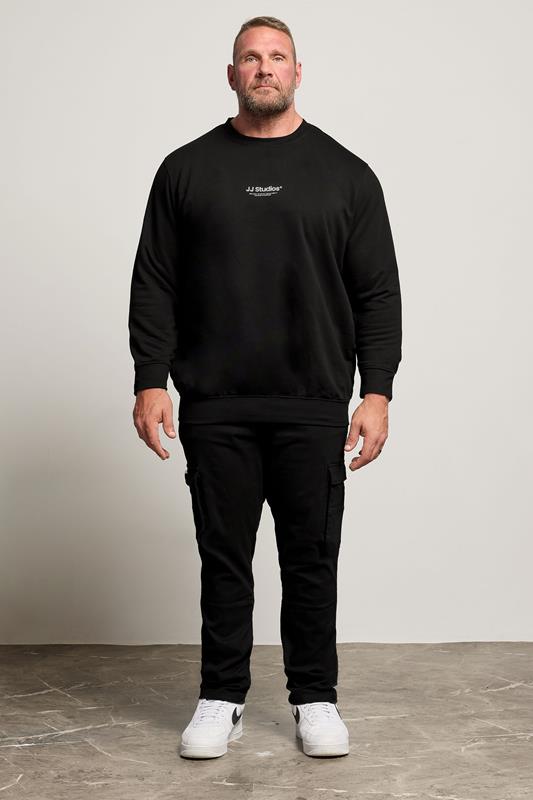 JACK & JONES Big & Tall Black JJ Studios Sweatshirt | BadRhino 1