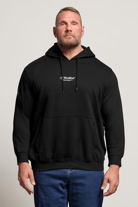 Jack & Jones Big & Tall Black JJ Studio Hoodie | BadRhino 1
