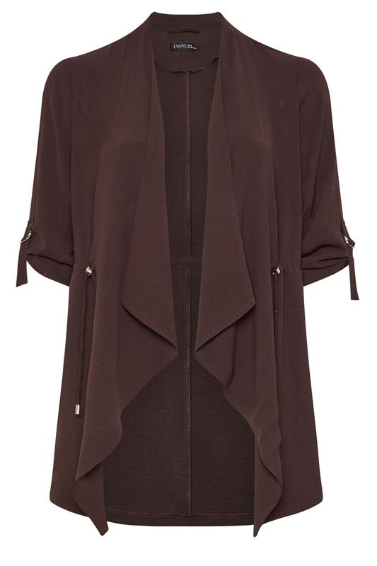 EVANS Plus Size Brown Lightweight Waterfall Jacket | Evans 5