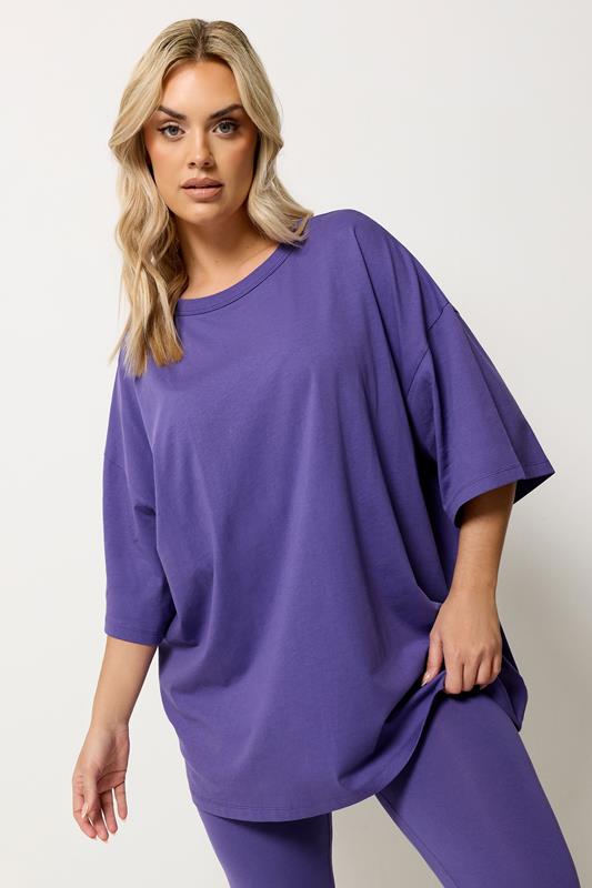 YOURS Plus Size Purple Boxy T-Shirt | Yours Clothing 1