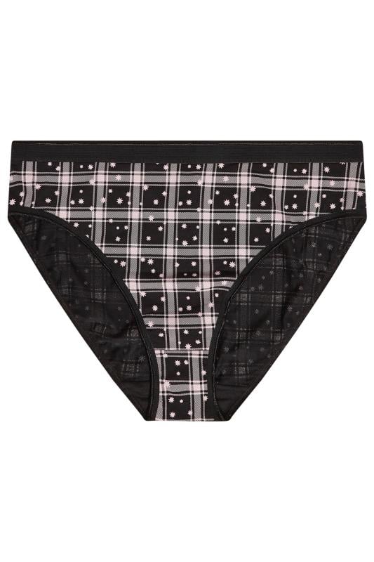 YOURSET 5 PACK Plus Size Black & Pink Check Print High Leg Knickers | Yours Clothing  6