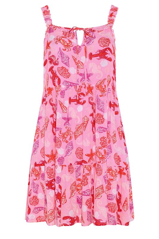 YOURS Plus Size Pink Mixed Shell Print Dress | Yours Clothing 7