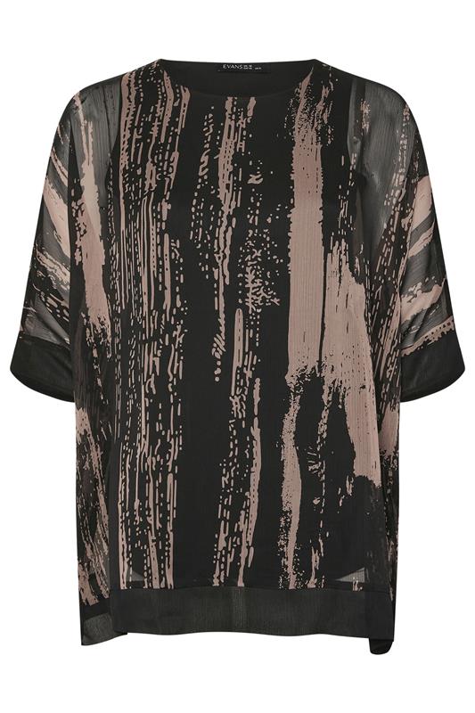 EVANS Plus Size Black & Brown Smudge Print Cape Top | Evans 6