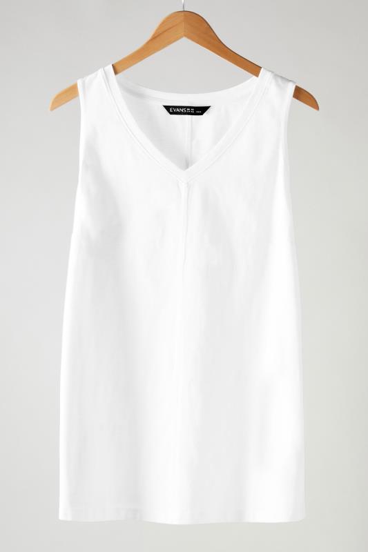 EVANS Plus Size White Premium Cotton Vest Top | Evans 6
