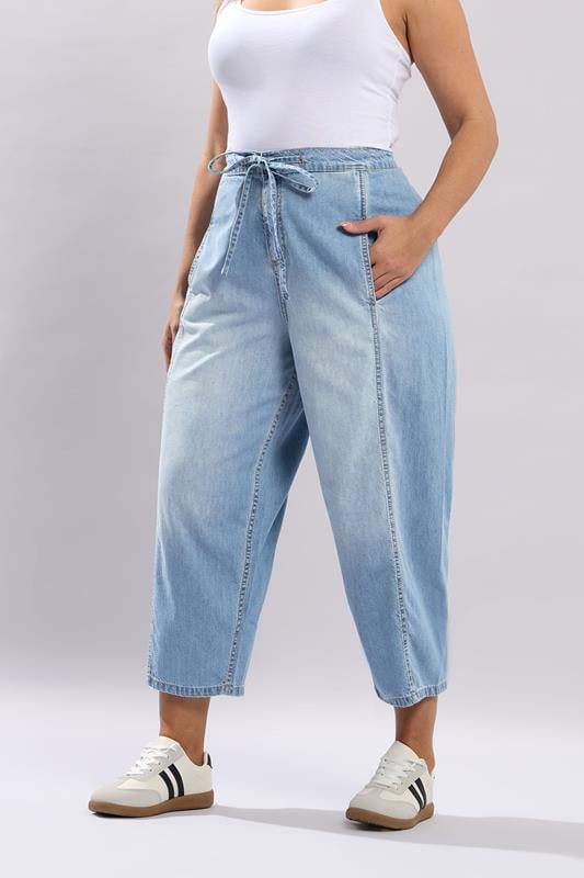  YOURS Curve Light Blue Crop Barrel Jeans