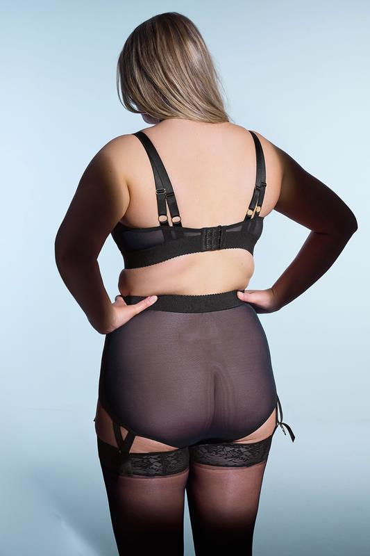 PLAYFUL PROMISES Black Candace Mesh Suspender Brief | Yours Clothing 5