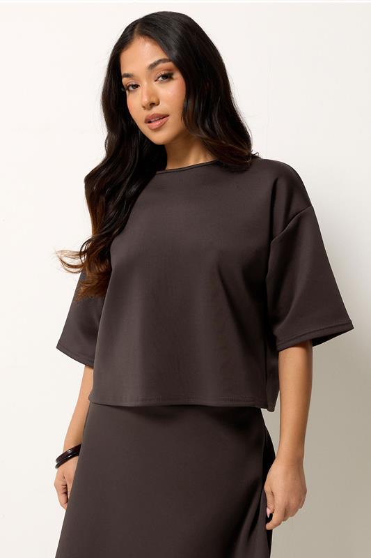 PixieGirl Petite Chocolate Brown Boxy T-Shirt