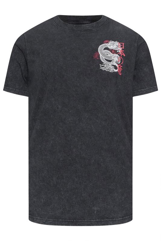 BadRhino Big & Tall Black Extra Long Acid Wash Dragon Graphic T-Shirt | BadRhino 6